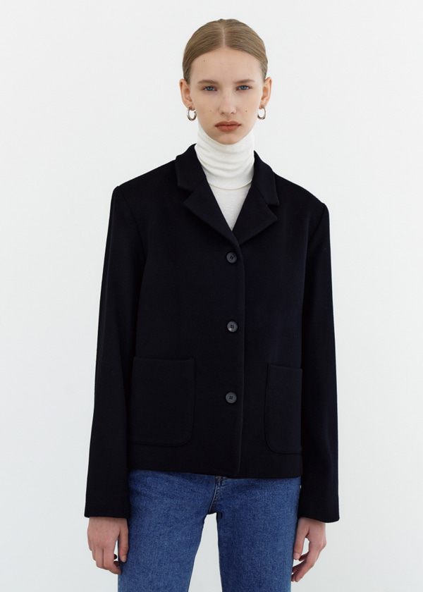 21FW Wool single three-button jacket (Black)