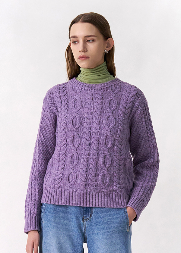 Cable Wool Knit / Lilac