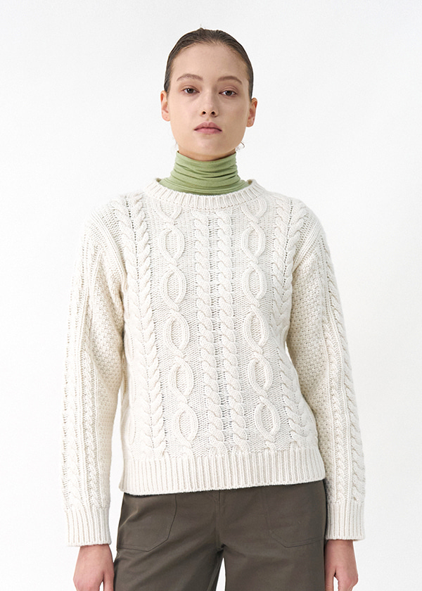 Cable Wool Knit / White