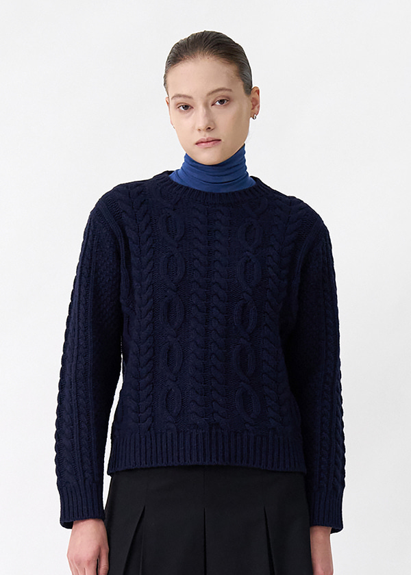 Cable Wool Knit / Navy