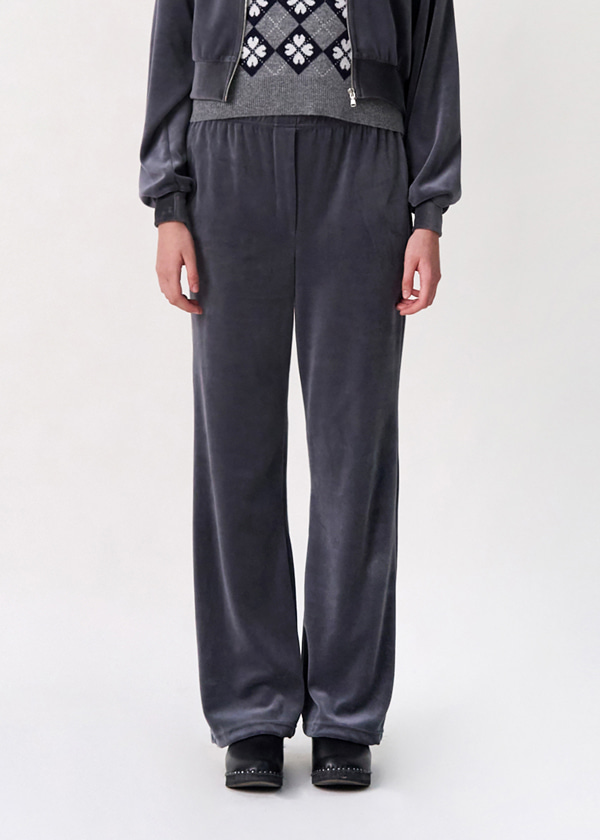 Velour Wide Pants / Charcoal